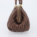 Miu Miu Matelasse Hand Bag Leather Brown Gold Auth 212449M-5