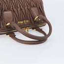 Miu Miu Matelasse Hand Bag Leather Brown Gold Auth 212449M-7