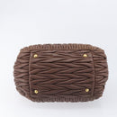 Miu Miu Matelasse Hand Bag Leather Brown Gold Auth 212449M-9