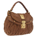Miu Miu Hand Bag Leather Brown Gold Auth 212451-1