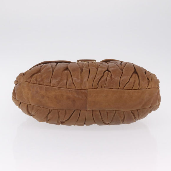 Miu Miu Hand Bag Leather Brown Gold Auth 212451