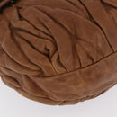 Miu Miu Hand Bag Leather Brown Gold Auth 212451-11
