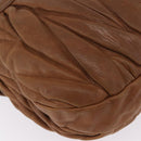 Miu Miu Hand Bag Leather Brown Gold Auth 212451-13