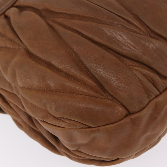 Miu Miu Hand Bag Leather Brown Gold Auth 212451