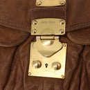 Miu Miu Hand Bag Leather Brown Gold Auth 212451-15