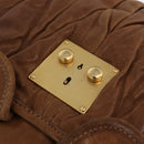 Miu Miu Hand Bag Leather Brown Gold Auth 212451-18