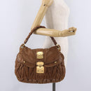 Miu Miu Hand Bag Leather Brown Gold Auth 212451-25