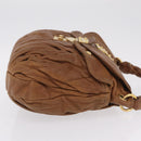 Miu Miu Hand Bag Leather Brown Gold Auth 212451-4