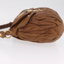 Miu Miu Hand Bag Leather Brown Gold Auth 212451-5