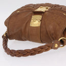 Miu Miu Hand Bag Leather Brown Gold Auth 212451-6