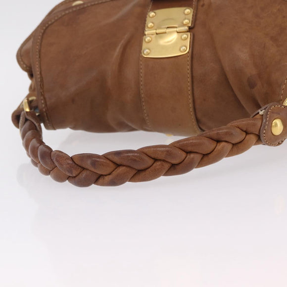 Miu Miu Hand Bag Leather Brown Gold Auth 212451