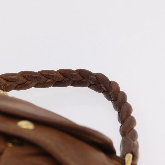 Miu Miu Hand Bag Leather Brown Gold Auth 212451