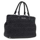 Miu Miu Matelasse Hand Bag Leather Black Silver Auth 212452-1