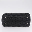 Miu Miu Matelasse Hand Bag Leather Black Silver Auth 212452-11