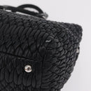Miu Miu Matelasse Hand Bag Leather Black Silver Auth 212452-13