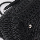 Miu Miu Matelasse Hand Bag Leather Black Silver Auth 212452-14