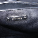 Miu Miu Matelasse Hand Bag Leather Black Silver Auth 212452-17