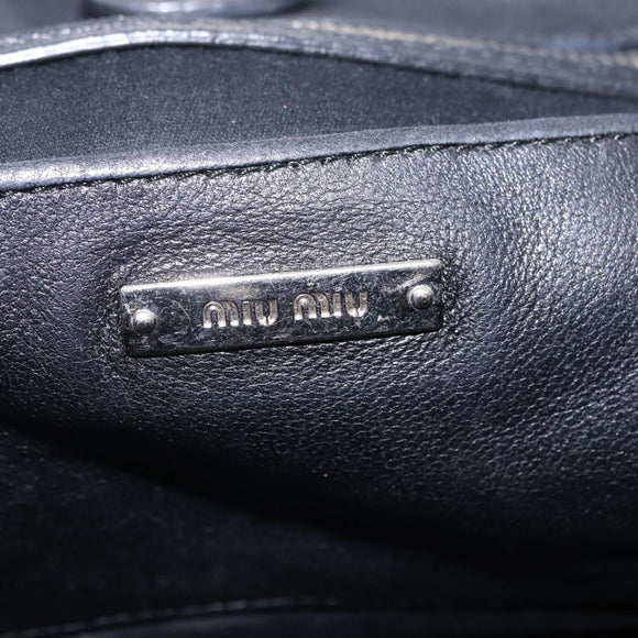 Miu Miu Matelasse Hand Bag Leather Black Silver Auth 212452
