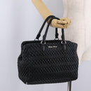 Miu Miu Matelasse Hand Bag Leather Black Silver Auth 212452-24