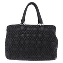 Miu Miu Matelasse Hand Bag Leather Black Silver Auth 212452-3