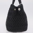 Miu Miu Matelasse Hand Bag Leather Black Silver Auth 212452-4