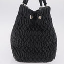 Miu Miu Matelasse Hand Bag Leather Black Silver Auth 212452-4