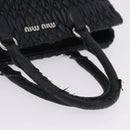 Miu Miu Matelasse Hand Bag Leather Black Silver Auth 212452-7