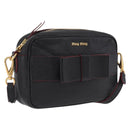 Miu Miu Shoulder Bag Leather Black Gold Auth 212453A-1