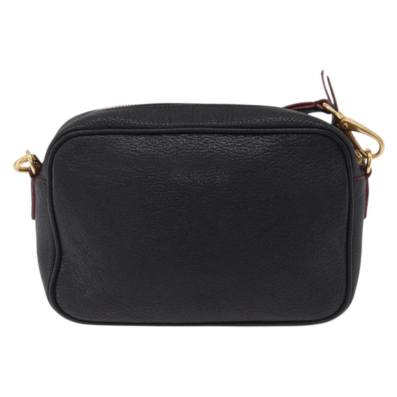 Miu Miu Shoulder Bag Leather Black Gold Auth 212453A