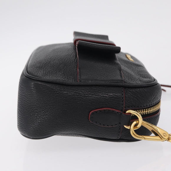 Miu Miu Shoulder Bag Leather Black Gold Auth 212453A