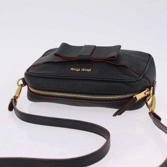 Miu Miu Shoulder Bag Leather Black Gold Auth 212453A
