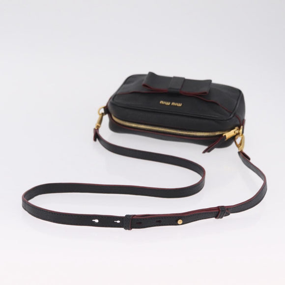Miu Miu Shoulder Bag Leather Black Gold Auth 212453A