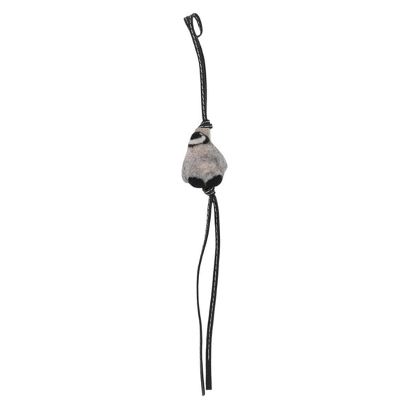 LOEWE Baby Penguin Bag Charm Felt Gray Silver Auth 212470M