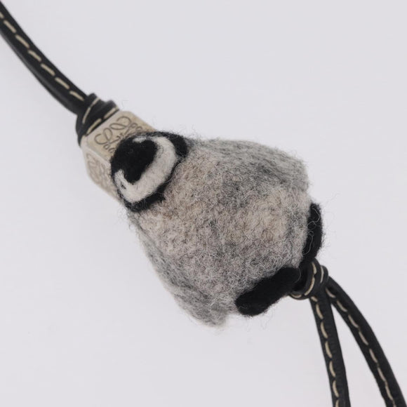 LOEWE Baby Penguin Bag Charm Felt Gray Silver Auth 212470M