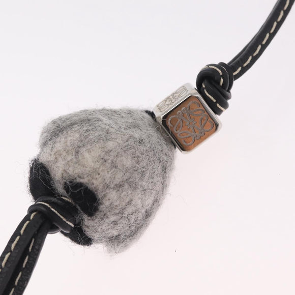 LOEWE Baby Penguin Bag Charm Felt Gray Silver Auth 212470M