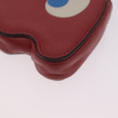 Coach x PAC MAN Coin Purse Leather Red Gold Auth 212473A-10