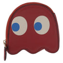 Coach x PAC MAN Coin Purse Leather Red Gold Auth 212473A-2