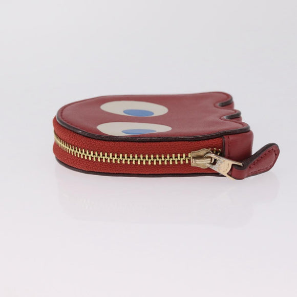 Coach x PAC MAN Coin Purse Leather Red Gold Auth 212473A