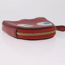 Coach x PAC MAN Coin Purse Leather Red Gold Auth 212473A-7