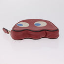 Coach x PAC MAN Coin Purse Leather Red Gold Auth 212473A-8