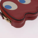 Coach x PAC MAN Coin Purse Leather Red Gold Auth 212473A-9