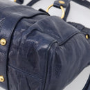 Miu Miu Hand Bag Leather 2way Navy Gold Auth 212475SAM-12