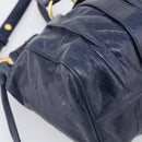 Miu Miu Hand Bag Leather 2way Navy Gold Auth 212475SAM-13