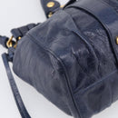 Miu Miu Hand Bag Leather 2way Navy Gold Auth 212475SAM-15