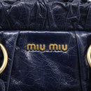 Miu Miu Hand Bag Leather 2way Navy Gold Auth 212475SAM-16