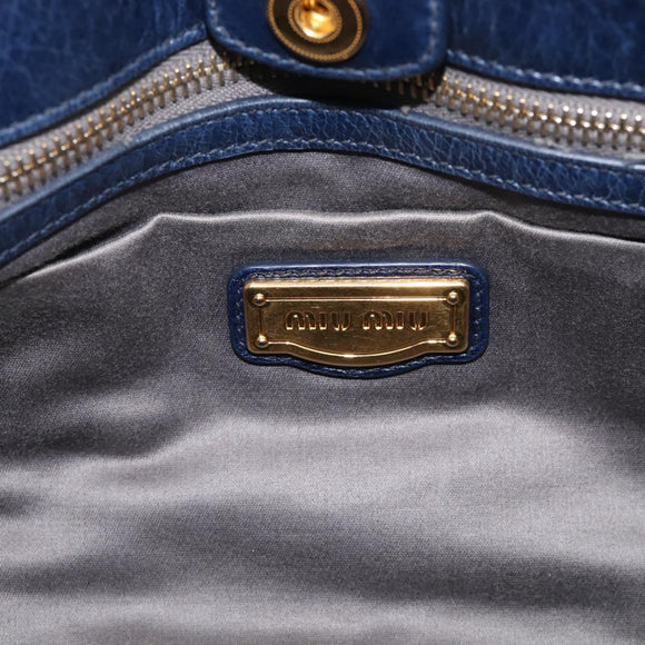 Miu Miu Hand Bag Leather 2way Navy Gold Auth 212475SAM