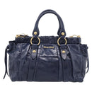 Miu Miu Hand Bag Leather 2way Navy Gold Auth 212475SAM-2