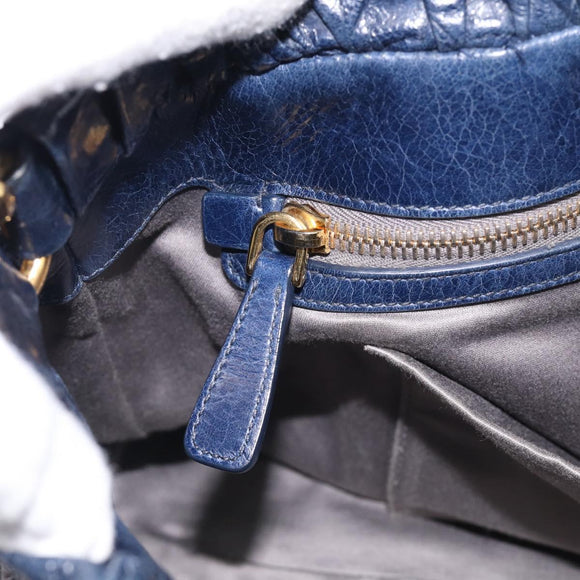 Miu Miu Hand Bag Leather 2way Navy Gold Auth 212475SAM
