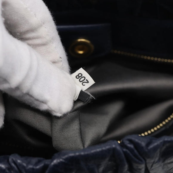 Miu Miu Hand Bag Leather 2way Navy Gold Auth 212475SAM