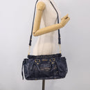 Miu Miu Hand Bag Leather 2way Navy Gold Auth 212475SAM-26